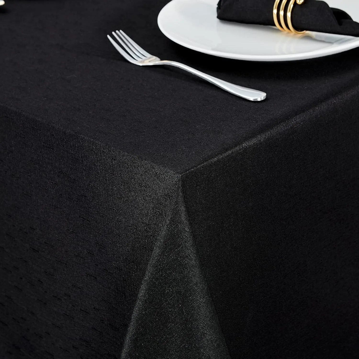 Mebakuk Rectangle Table Cloth Linen Farmhouse Tablecloth Waterproof Anti-Shrink Soft and Wrinkle Resistant Decorative Fabric Table Cover for Kitchen (Black, 60" x 84" (6-8 Seats))