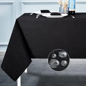Mebakuk Rectangle Table Cloth Linen Farmhouse Tablecloth Waterproof Anti-Shrink Soft and Wrinkle Resistant Decorative Fabric Table Cover for Kitchen (Black, 60" x 84" (6-8 Seats))