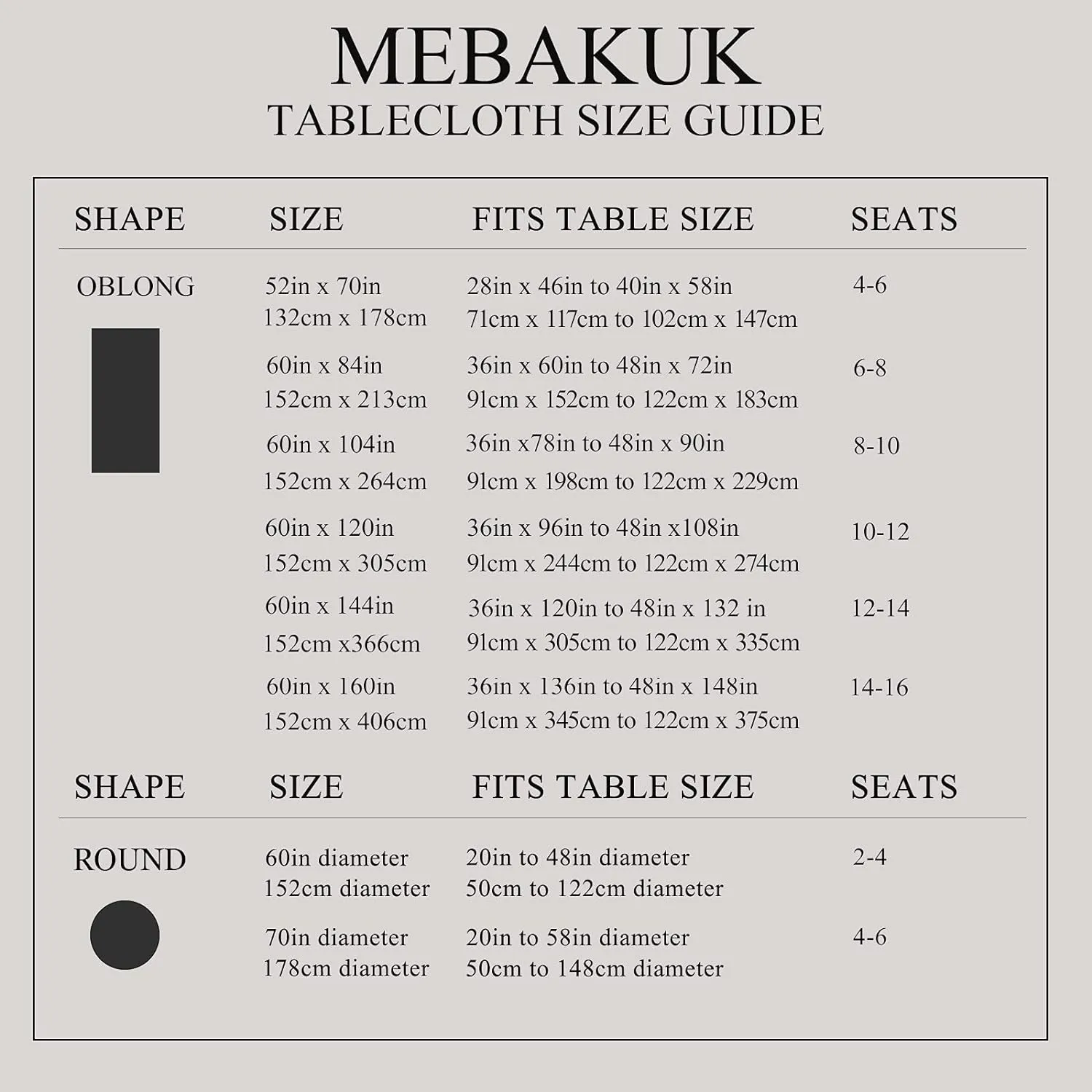 Mebakuk Rectangle Table Cloth Linen Farmhouse Tablecloth Waterproof Anti-Shrink Soft and Wrinkle Resistant Decorative Fabric Table Cover for Kitchen (Black, 60" x 84" (6-8 Seats))