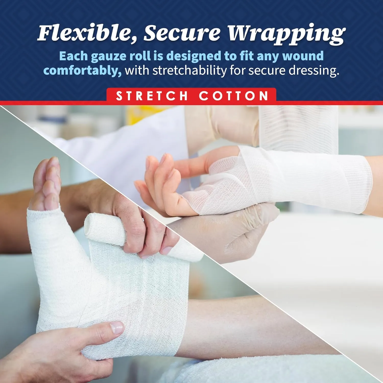 MEDca Gauze Bandage Rolls - 48 Pack, 4 in x 4.1 Yards, Medical Grade Gauze and Stretch Bandage for Wound Dressing and First Aid Kit