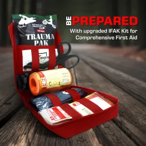 MediTac Premium IFAK Kit - Feat. Trauma Pak, SOF Tourniquet, Vented Chest Seal, Israeli Bandage - Red - FSA/HSA Eligible
