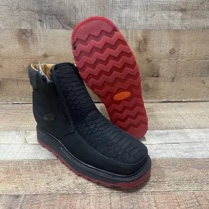 Men's Work Zipper Genuine Leather Python Print Oil/Water Resist Est.615 Piton Cierres Doble Densidad Suela Roja