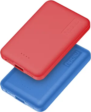 Miady 2-Pack 5000mAh Mini Portable Charger, Small Battery Pack with 5V 2.4A USB Output, Travel Power Bank for iPhone XR, 11, 12, Android Phones and etc (Red   Blue)