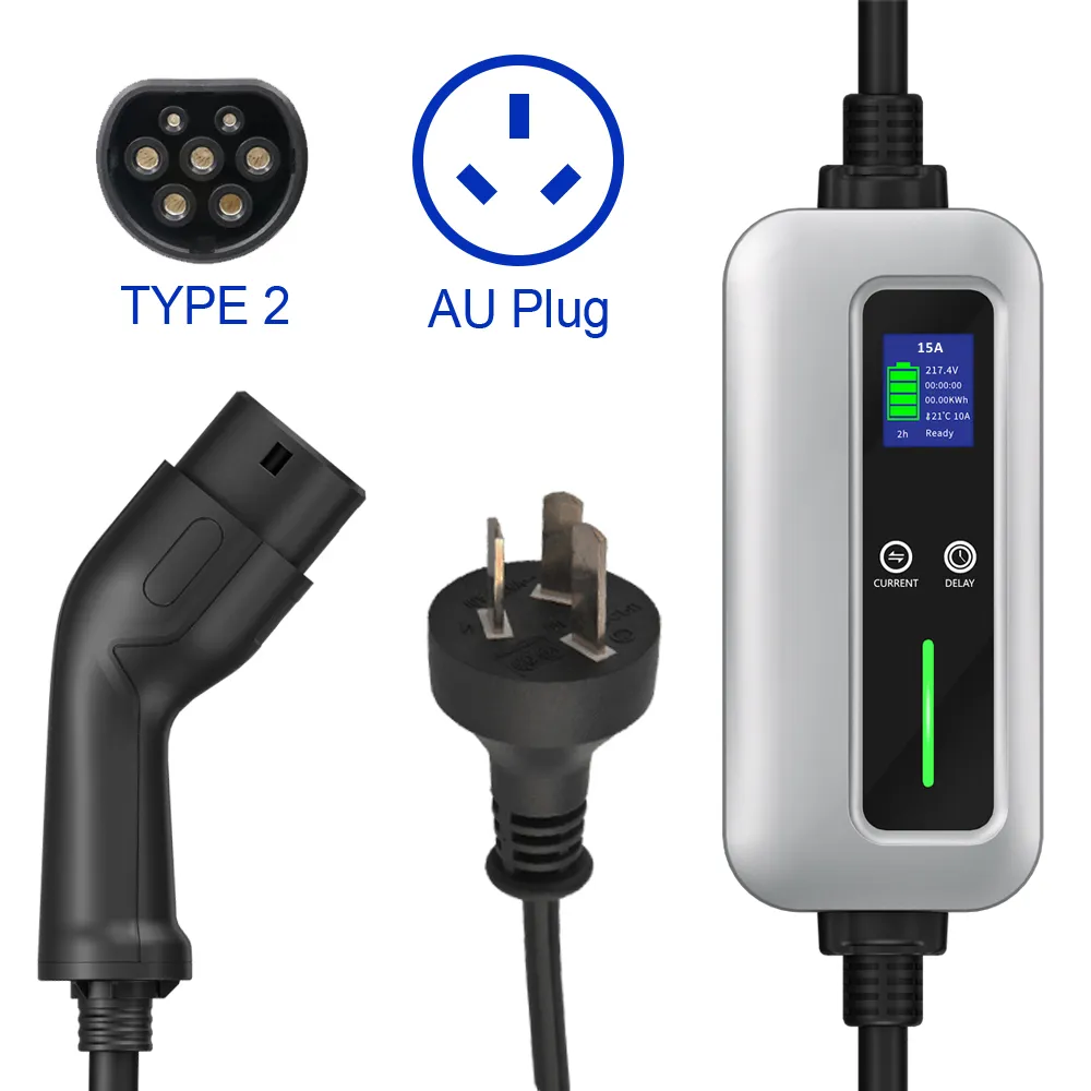 MIDA Adjustable Portable EV Charger | 8A 10A 15A | Type 2 AU Plug