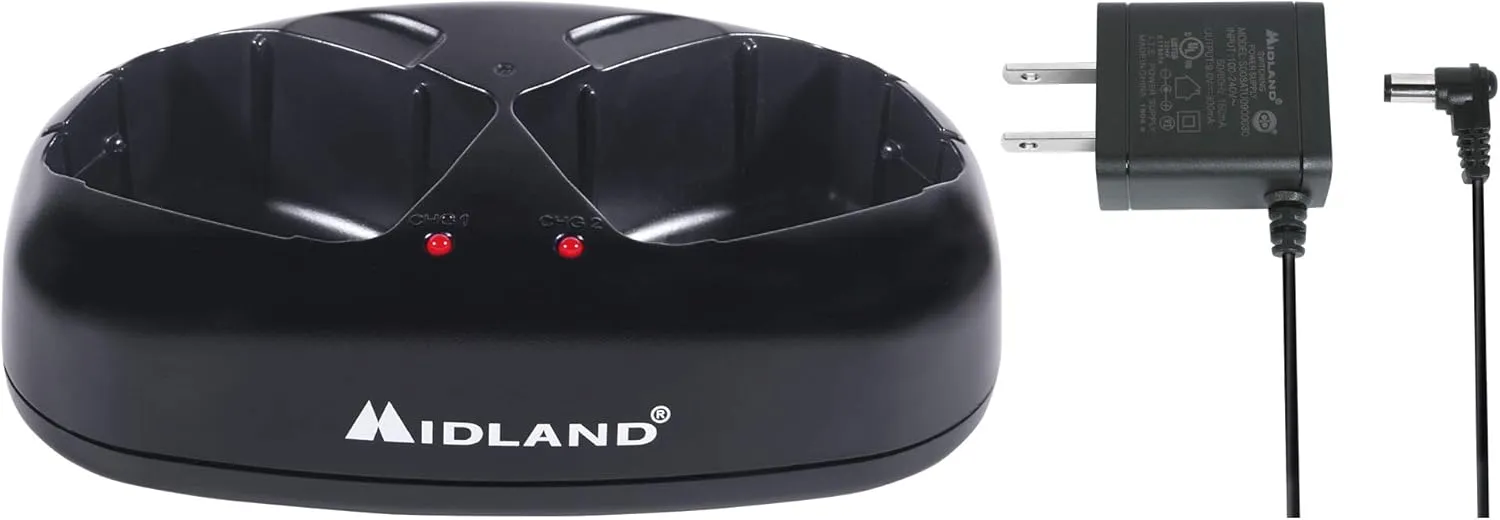 Midland- AVP10 Dual Desktop Charger for GXT Series Radios with AC Wall Adaptor