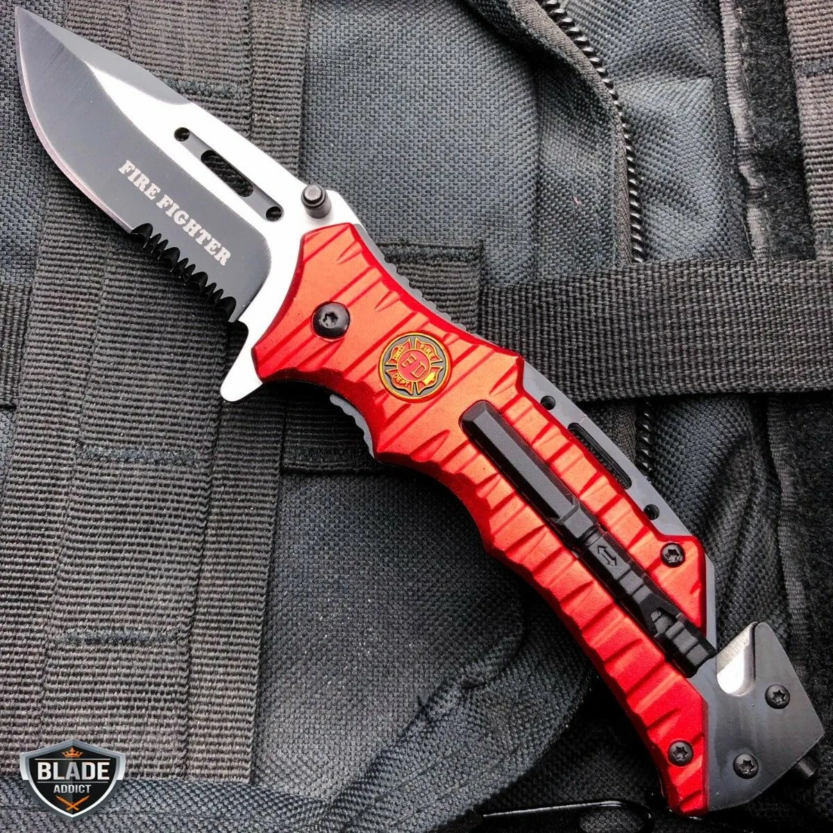 Military Tactical Camping Spring Open Assisted Folding Rescue Pocket Knife / Type Black USMC Marines