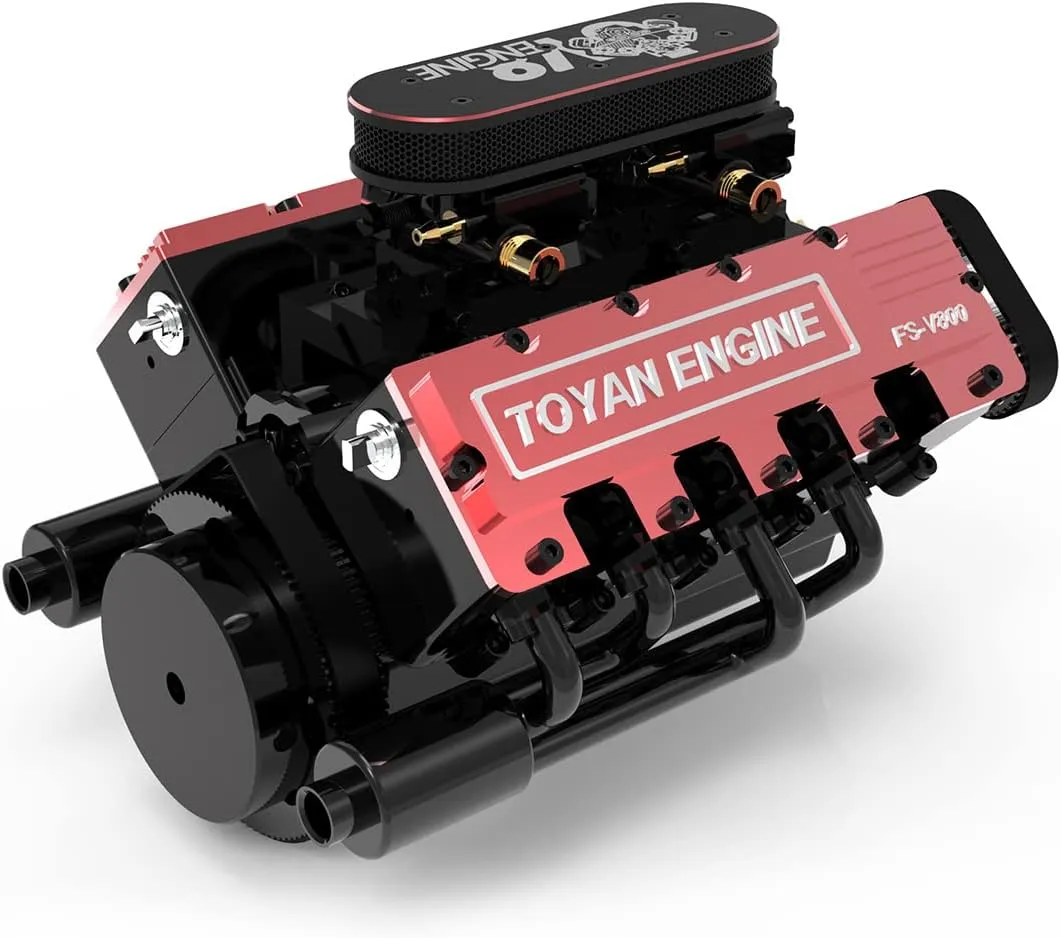 Mini V8 Engine Model Kit That Runs, FS-V800 1/10 Full Metal Four-Stroke Engine Model Build Kit for RC Car and Boat, Physical Science Kit for Adults