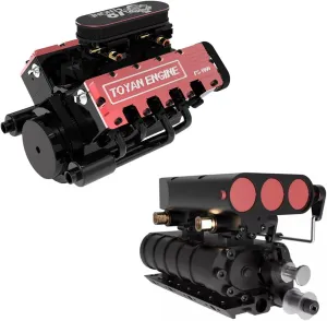 Mini V8 Engine Model Kit That Runs, FS-V800 1/10 Full Metal Four-Stroke Engine Model Build Kit for RC Car and Boat, Physical Science Kit for Adults