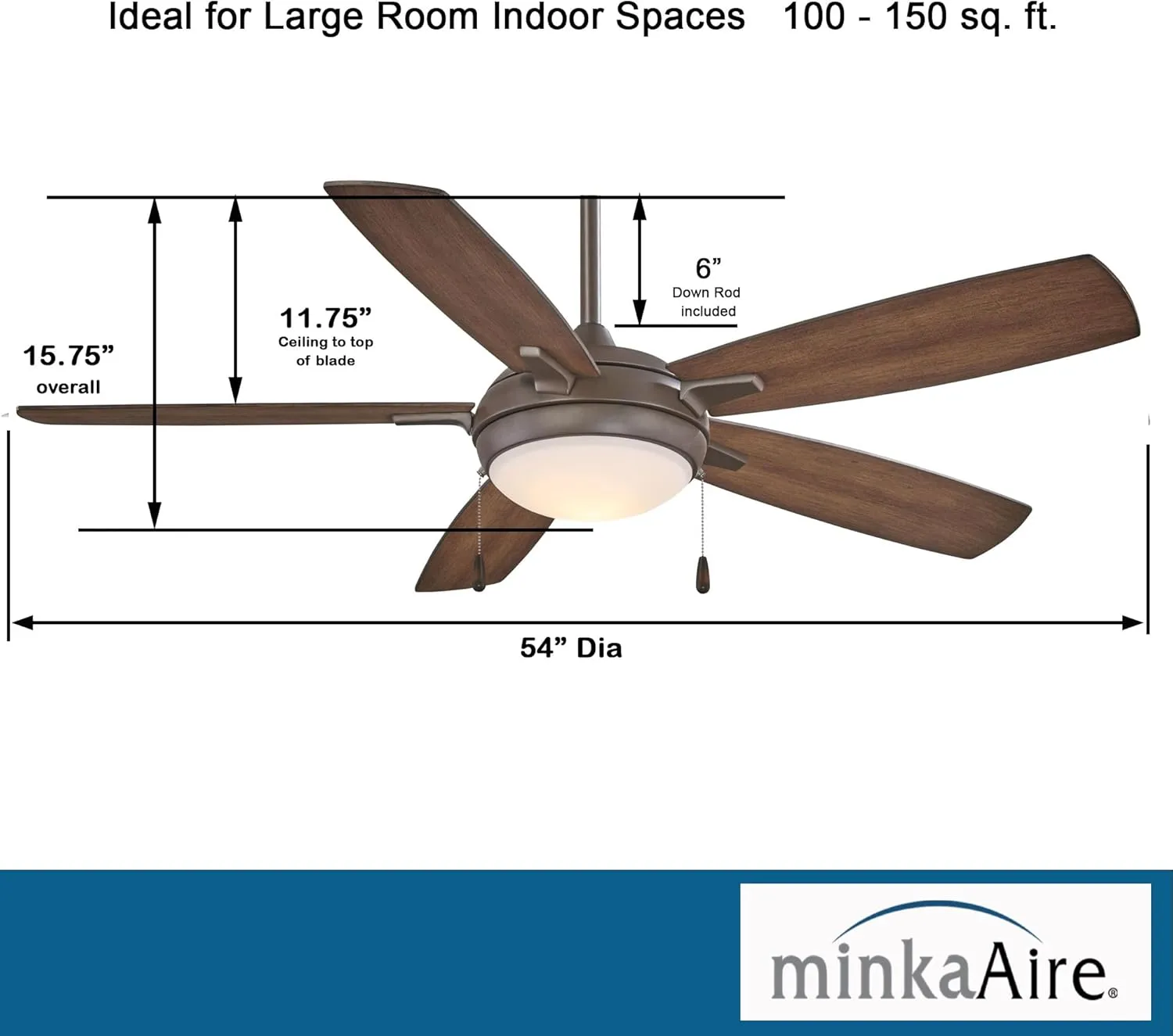 Minka-Aire F534L-ORB Lun-Aire With Light 54 Inch Ceiling Fan with Integrated 17W LED Light in Oil Rubbed Bronze Finish