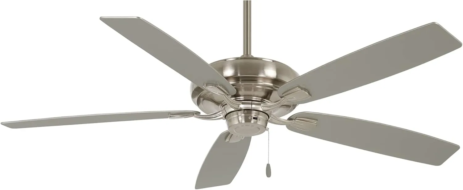 MINKA-AIRE F551-BN Watt 60 Inch Energy Star Rated Ceiling Fan with DC Motor and 4 Speed Pull Chain in Brushed Nickel Finish