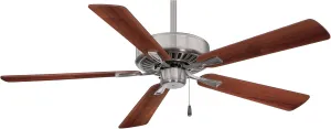 Minka-Aire F556-BN/DW Contractor Plus 52 Inch Pull Chain Ceiling Fan in Brushed Nickel Finish with Reversible Medium Maple/ Dark Walnut Blades