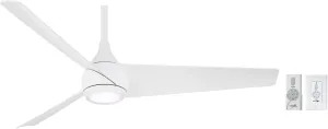 MINKA-AIRE F678L-WH Twist 52" Ceiling Fan with LED Lights and Remote Control, White, with Additional Wall Control