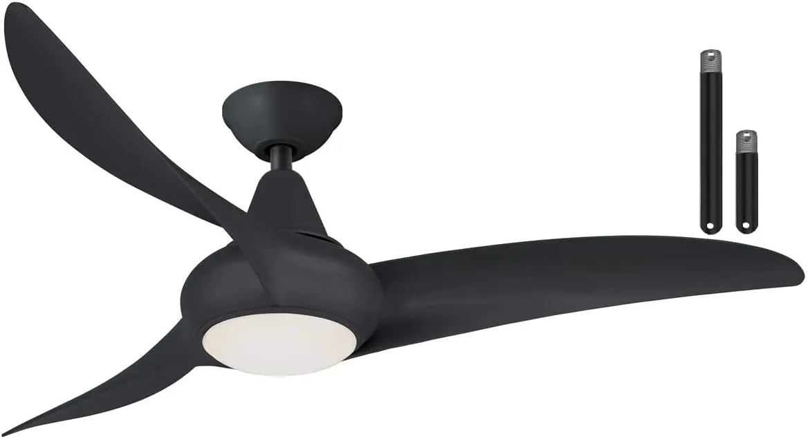MINKA-AIRE F845-CL Light Wave LED 44" Black Low Profile Ceiling Fan with Light, Remote Control and 3.5 Inch Downrod