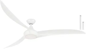 MINKA-AIRE F848-WH Light Wave 65" Ceiling Fan, White Finish with Remote and Additional 3.5" Downrod