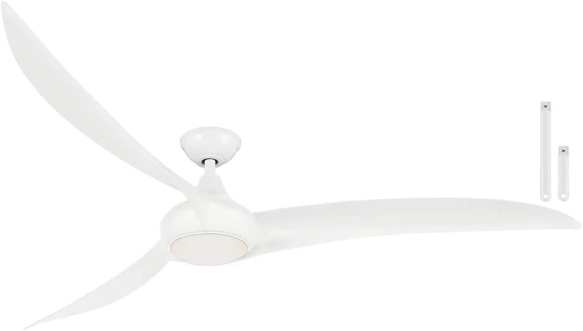 MINKA-AIRE F848-WH Light Wave 65" Ceiling Fan, White Finish with Remote and Additional 3.5" Downrod