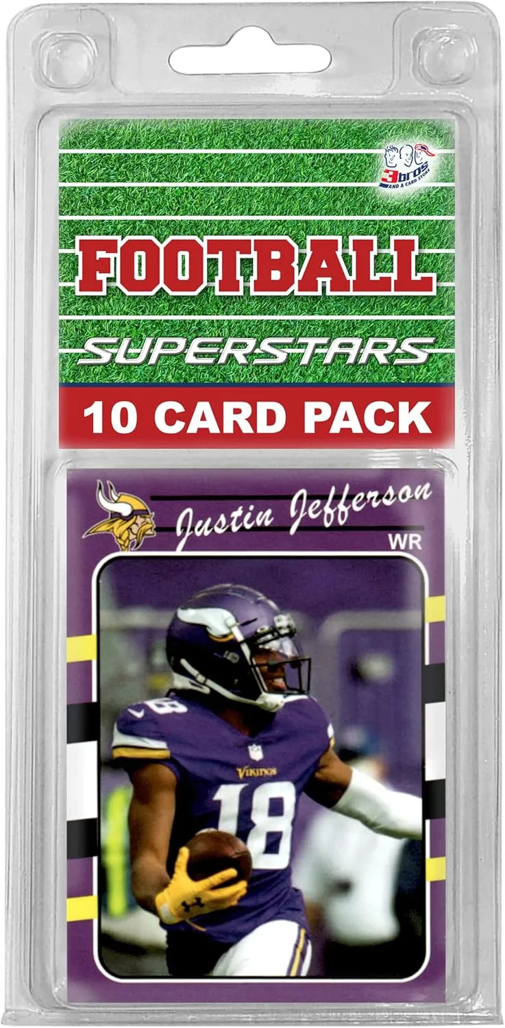 Minnesota Vikings- (10) Card Pack NFL Football Different Viking Superstars Starter Kit! Comes in Souvenir Case! Great Mix of Modern & Vintage Players for the Super Vikings Fan! By 3bros