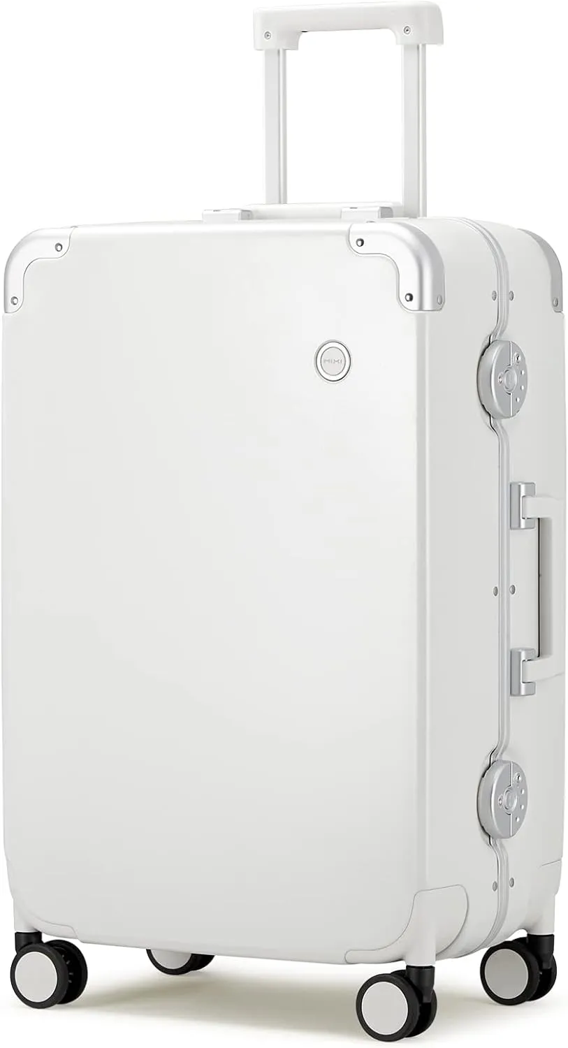 mixi Carry On Luggage 20'' Travel Suitcase Rolling Luggage Aluminum Frame PC Hardside with Spinner Wheels & TSA Lock - Smoke White