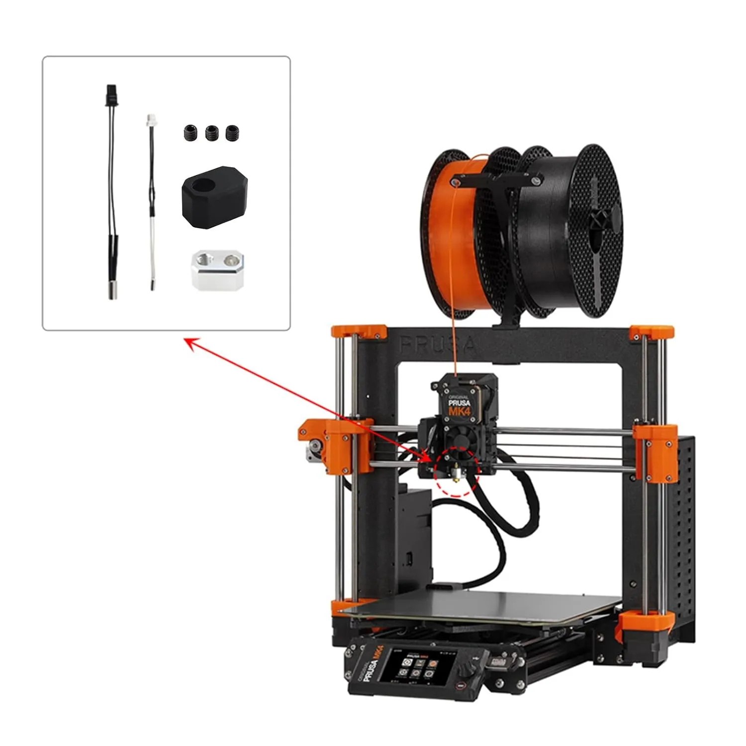 MK4 Heating Block Kit,3D Printer Xirbbo Hotend 24V 40W Heating Cartridge, Heating Block and Silicone Sleeve Accessories for Prusa i3 MK4 3D Printer Thermistors Heater Element with Silicone Socks 2pcs