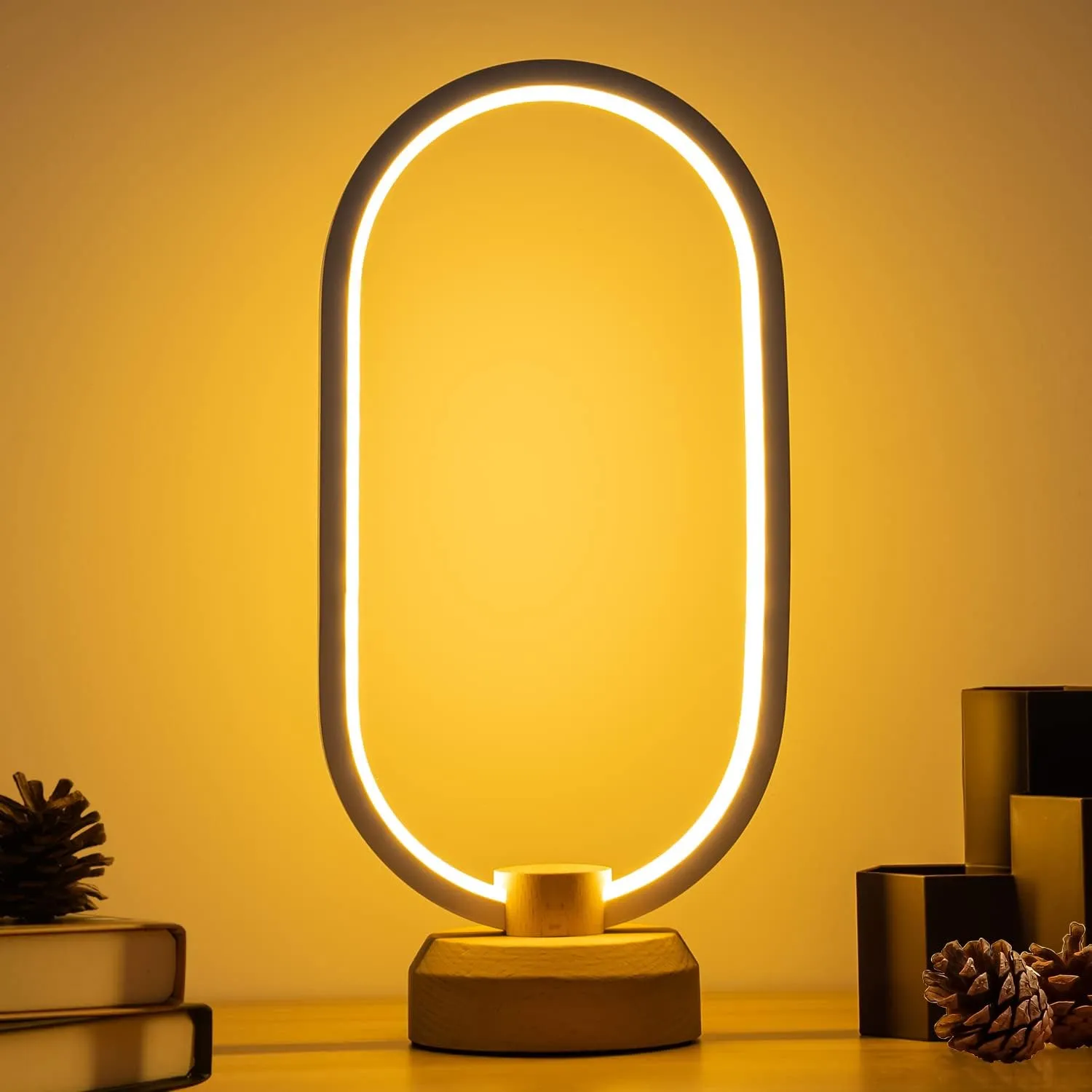 Modern Desk lamp LED Wood Table Lamp, Bedroom Bedside Night Light, Dimmable Led Lighting, Creative Home Decor, Unique House warmging Gift