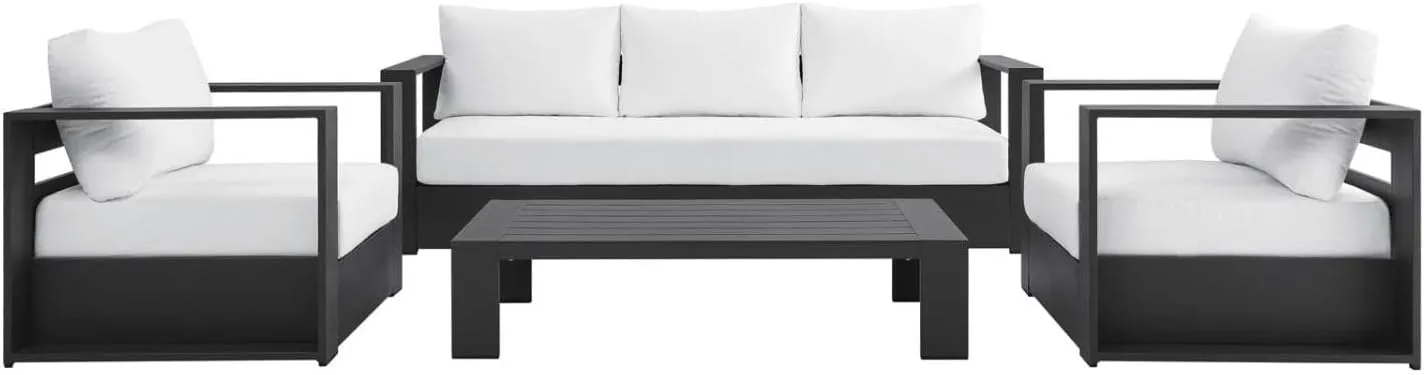 Modway Tahoe Aluminum 4-Piece Outdoor Patio Set in Gray White