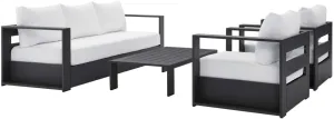 Modway Tahoe Aluminum 4-Piece Outdoor Patio Set in Gray White