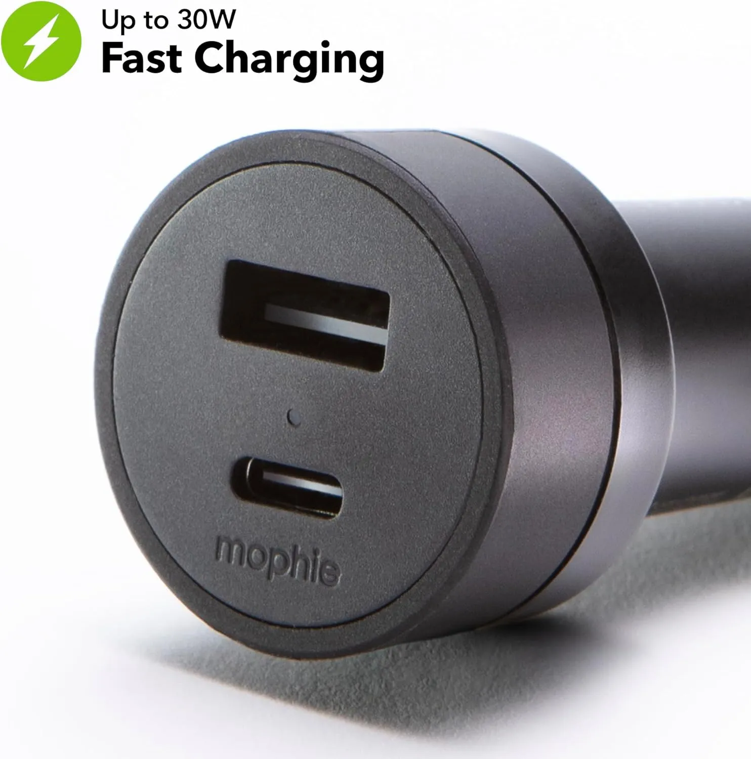 Mophie 42W Dual USB-C   USB-A Car Charger, Universal AUX Compatibility, LED Indicator, Fast Charging, Multi-Device