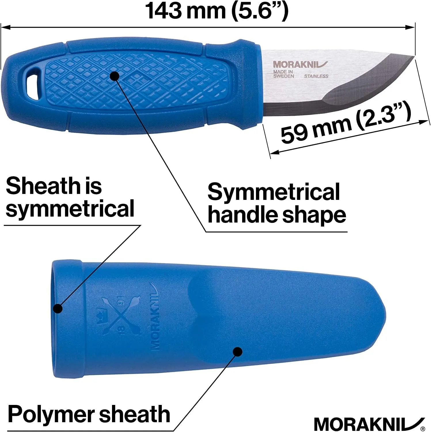 Morakniv Eldris Fixed-Blade Pocket-Sized Knife with Sandvik Stainless Steel Blade, Lanyard and Firestarter, 2.2-Inch