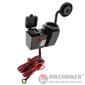 Motorcycle Handlebar Charger Mount 12V   Dual USB Charger - Ultimateaddons
