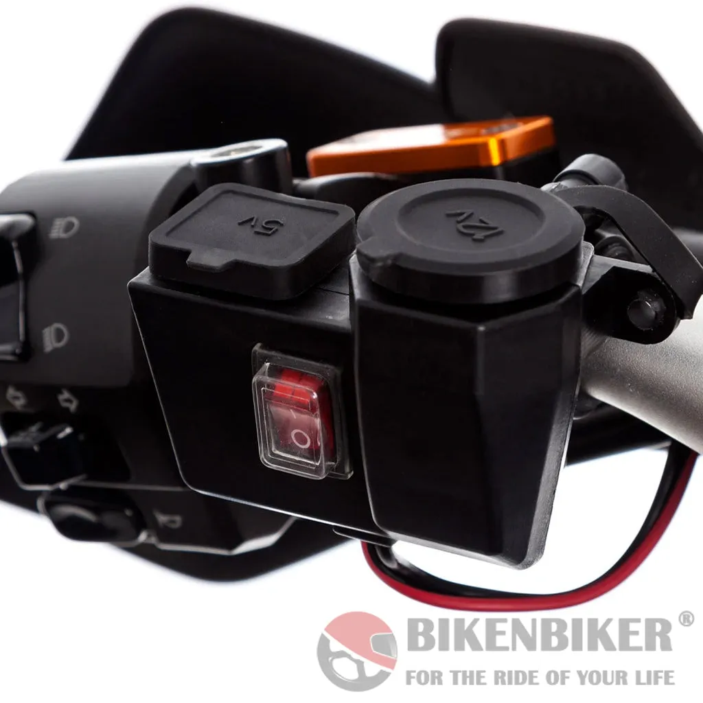 Motorcycle Handlebar Charger Mount 12V   Dual USB Charger - Ultimateaddons