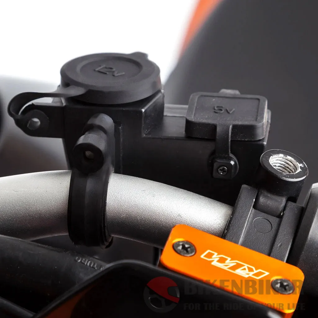 Motorcycle Handlebar Charger Mount 12V   Dual USB Charger - Ultimateaddons