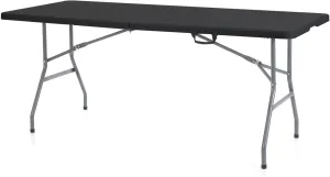 Multipurpose Banquet Fold-in-Half Table Lightweight Durable Desk with Secure Base for Indoor and Outdoor Events, 6 Foot, Black