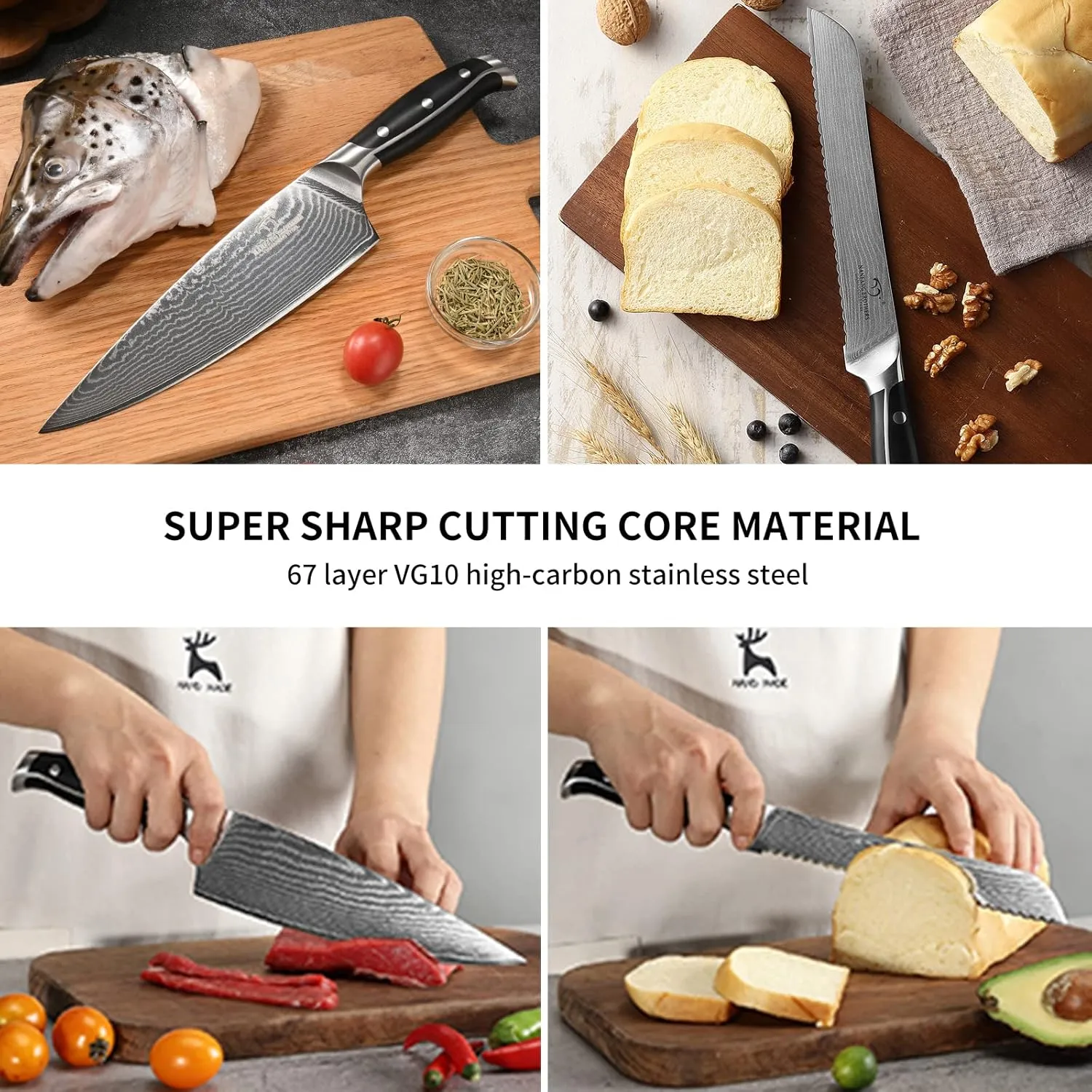 NANFANG BROTHERS Knife Sets for Kitchen with Block, Damascus Kitchen Knife Set with Block, ABS Ergonomic Handle for Chef Knife Set and Kitchen Shear
