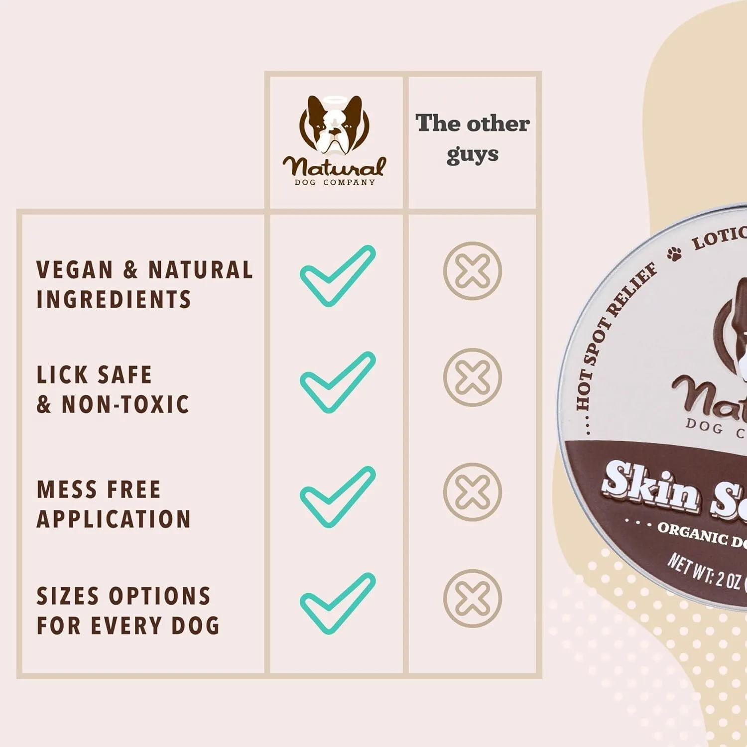 Natural Dog Company Skin Soother Bundle, Includes 2oz Tin   0.15oz Stick, All Natural Healing Balm for Dogs, Relieves Dry, Itchy Skin, Treats Skin Irritations, Wounds, Hot Spots, Dermatitis