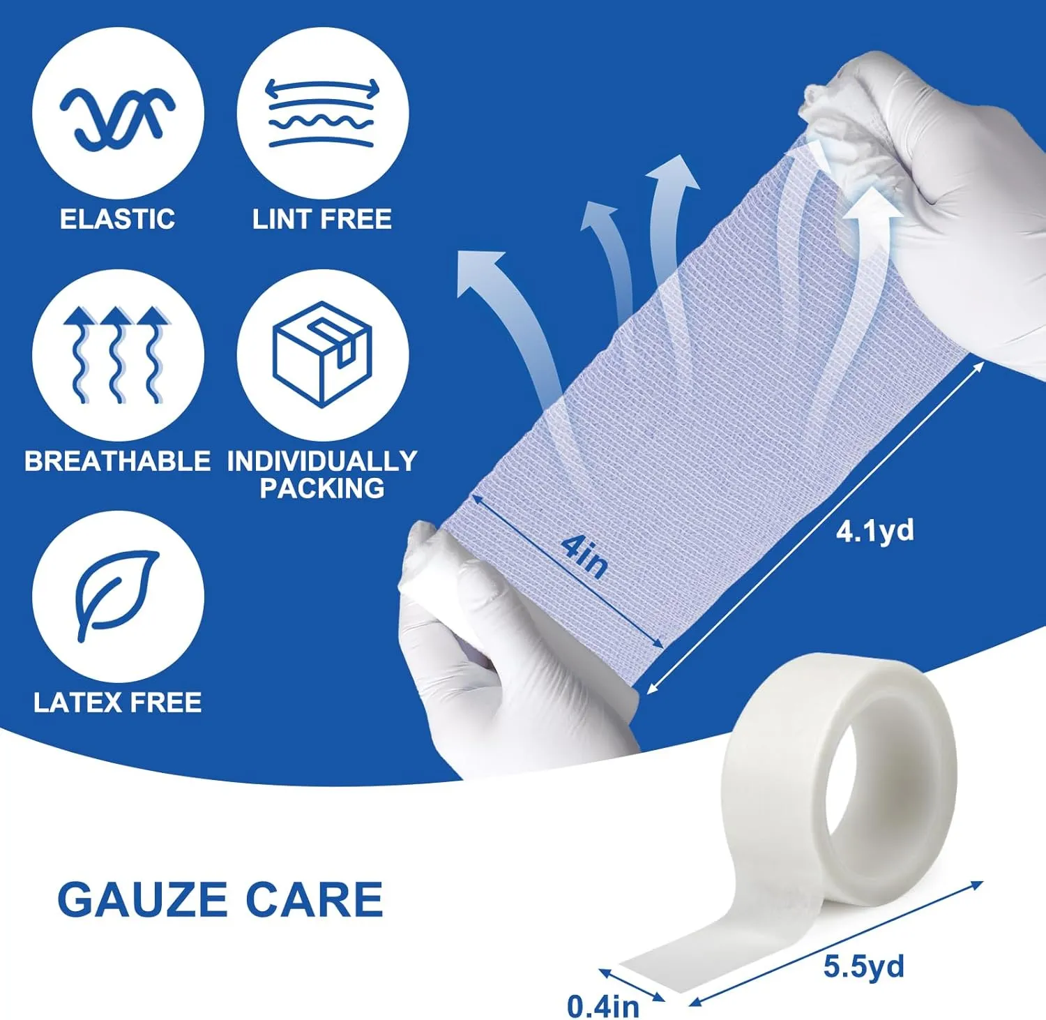 Navona 72 Pack Gauze Rolls Bandages, 4 in x 4.1 Yards, Individually Wrapped Breathable Rolled Gauze, Mummy Wraps, Premium First Aid Supplies & Medical Supplies for Wounds