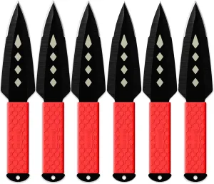NedFoss KUNA Throwing Knives, 10" Throwing Spears 6Pack, 0.2" Thick Blade Throwing Knife Set, Inovative TPR Rubber Wrapped Handle, All-in-one Sheath for Recreation and Competition