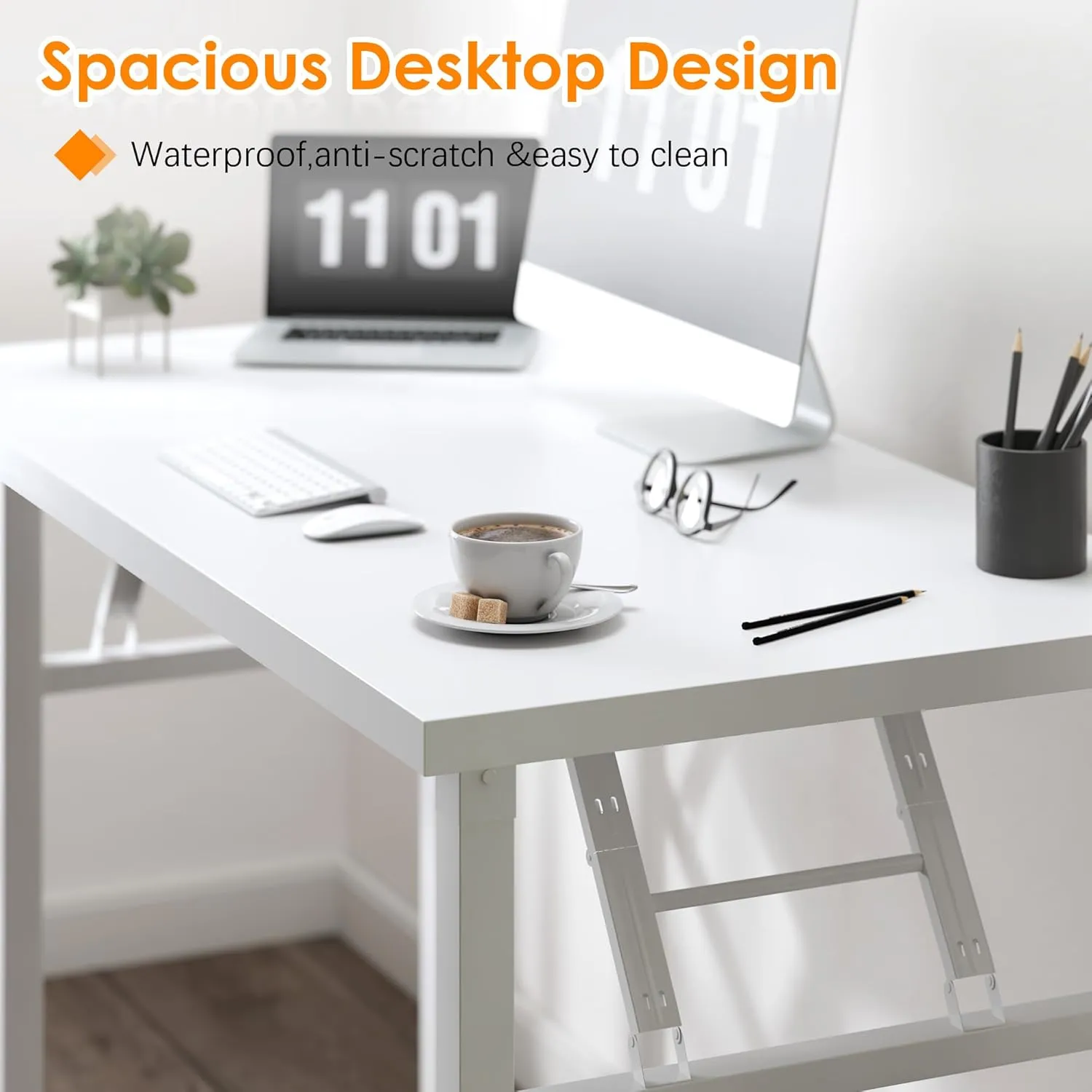 Need 39.4 inch Computer Desk for Small Space Small Folding Table Small Writing Desk Compact Desk Foldable Desk with BIFMA Certification, No Install Needed, White AC5-10060-DW