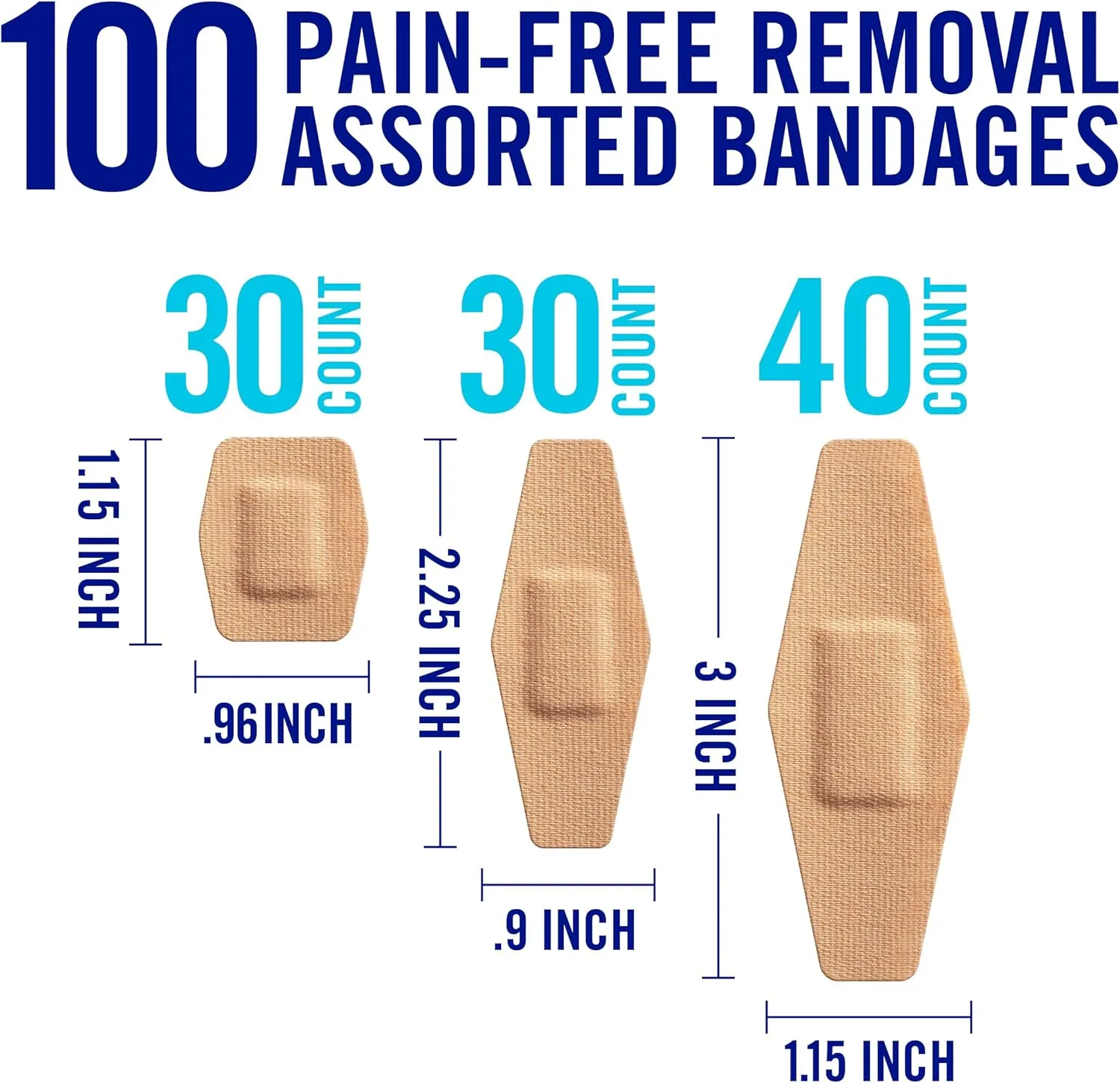 Nexcare Duo Bandages - Painless Removal, Strong Adhesive, Flexible Fabric - 100 Pack Assorted