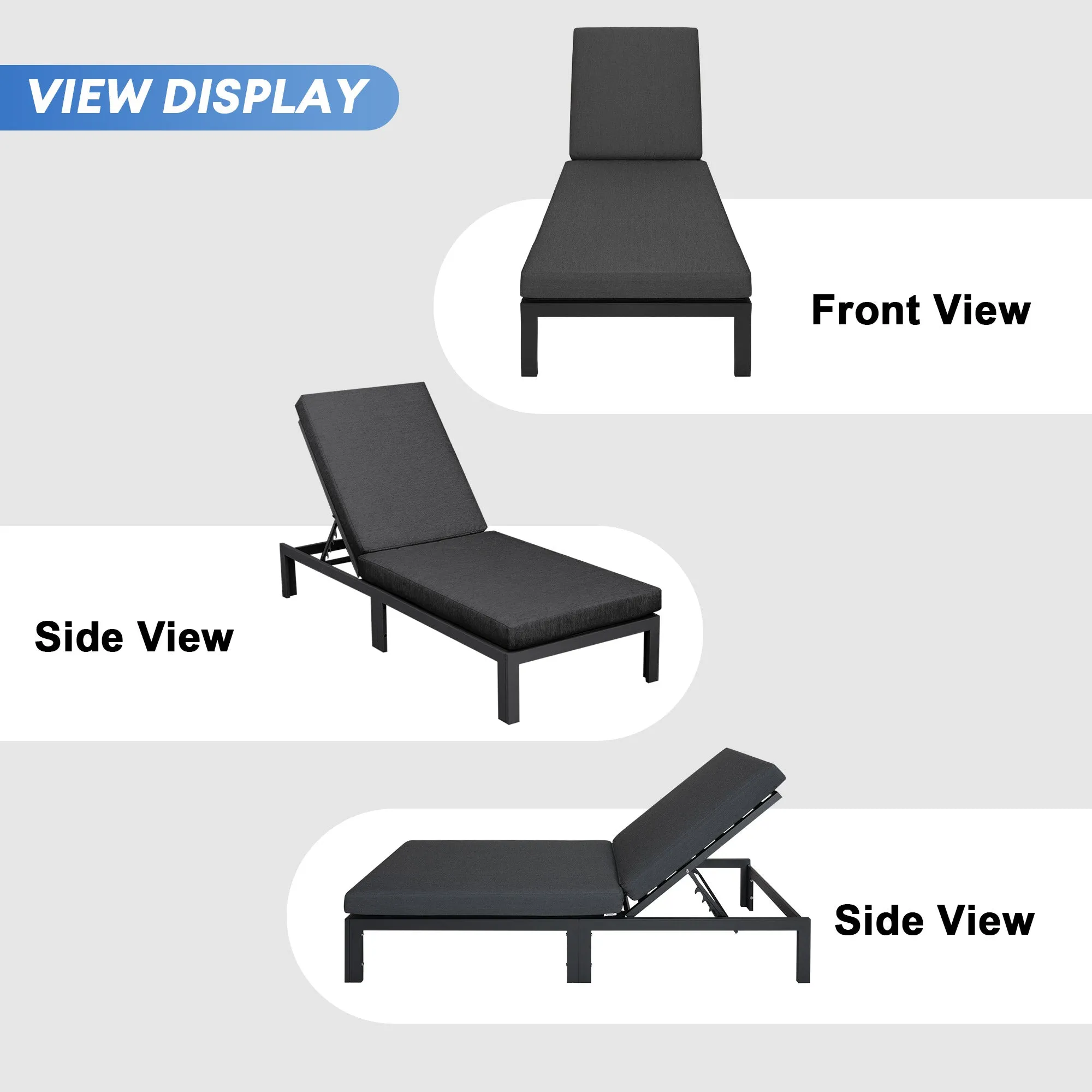 NICESOUL Aluminum Outdoor Sofa and Table 6 Seater 9-piece with Chaise Lounge