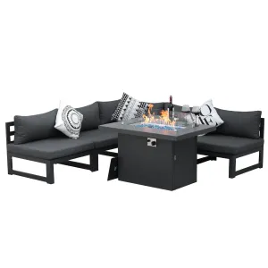 NICESOUL Aluminum Patio Sofa with Fire Pit 5 Seater 7-Piece