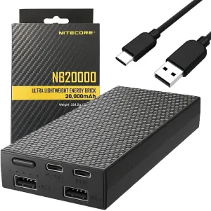 Nitecore NB20000 Ultra Lightweight Quick Charge Multi Ports USB Power Charger 20,000mAh w/Eco-Sensa USB Cable