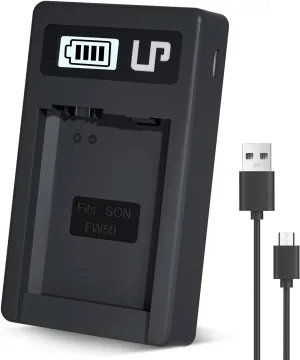 NP-FW50 Battery Charger, LP LCD Display USB Charge Port Station, Compatible with Alpha A6000, A6400, A6100, A6300, A6500, A5100, A7, A7 II, A7R, A7R II, A7S, A7S II, RX10, NEX-3/5/7 Series & More