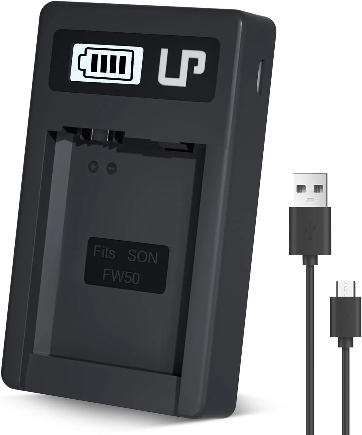 NP-FW50 Battery Charger, LP LCD Display USB Charge Port Station, Compatible with Alpha A6000, A6400, A6100, A6300, A6500, A5100, A7, A7 II, A7R, A7R II, A7S, A7S II, RX10, NEX-3/5/7 Series & More