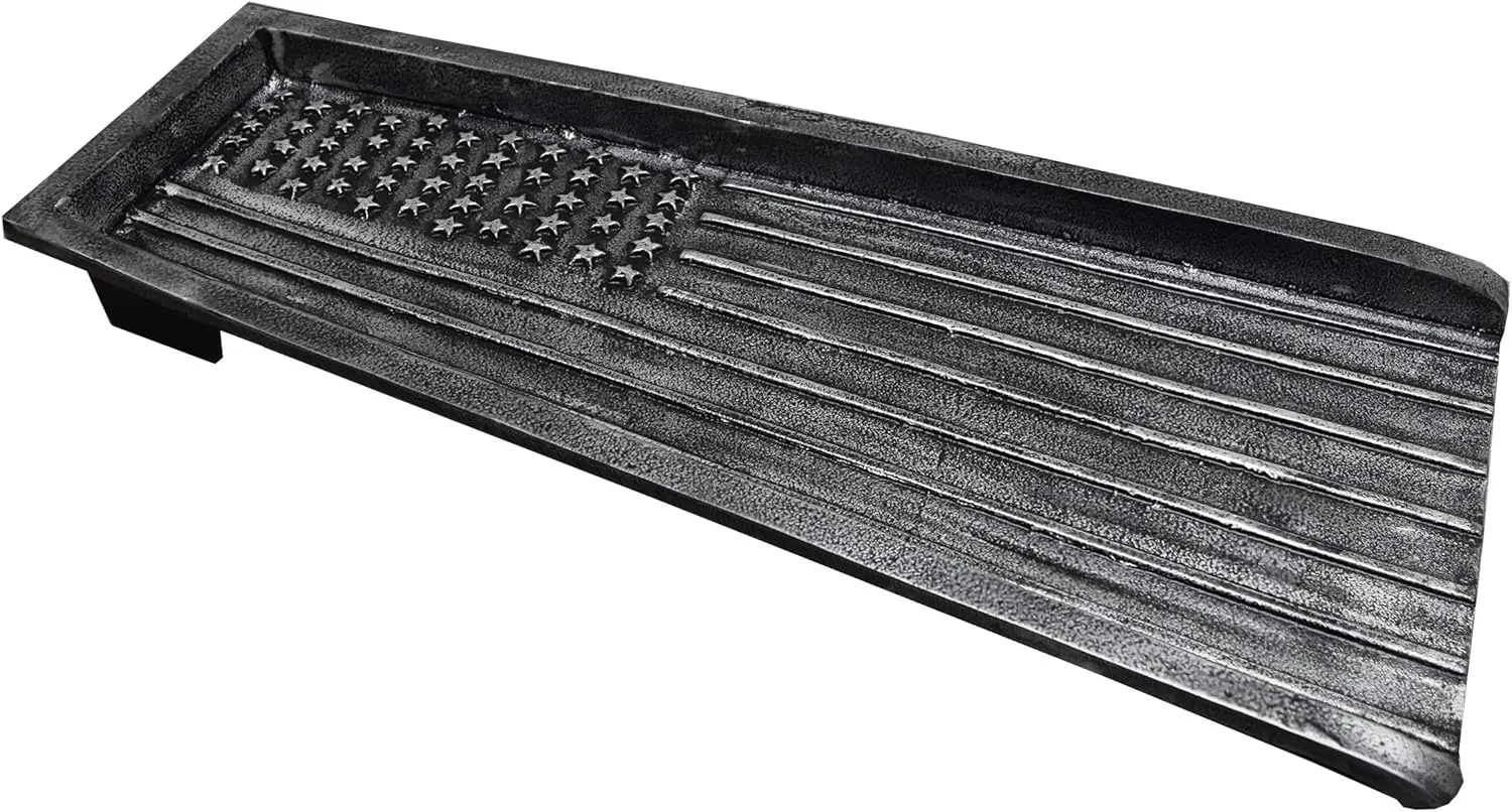 Oakland Living AZFLAG-SB-Silver USA Patriotic Flag Cast Aluminum Metal Downspout Gutter 24 in. Heavy Splash Block