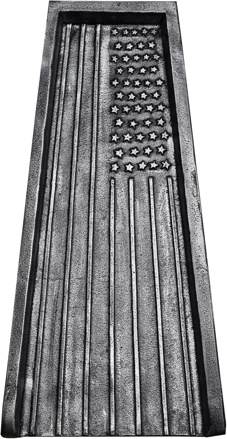 Oakland Living AZFLAG-SB-Silver USA Patriotic Flag Cast Aluminum Metal Downspout Gutter 24 in. Heavy Splash Block