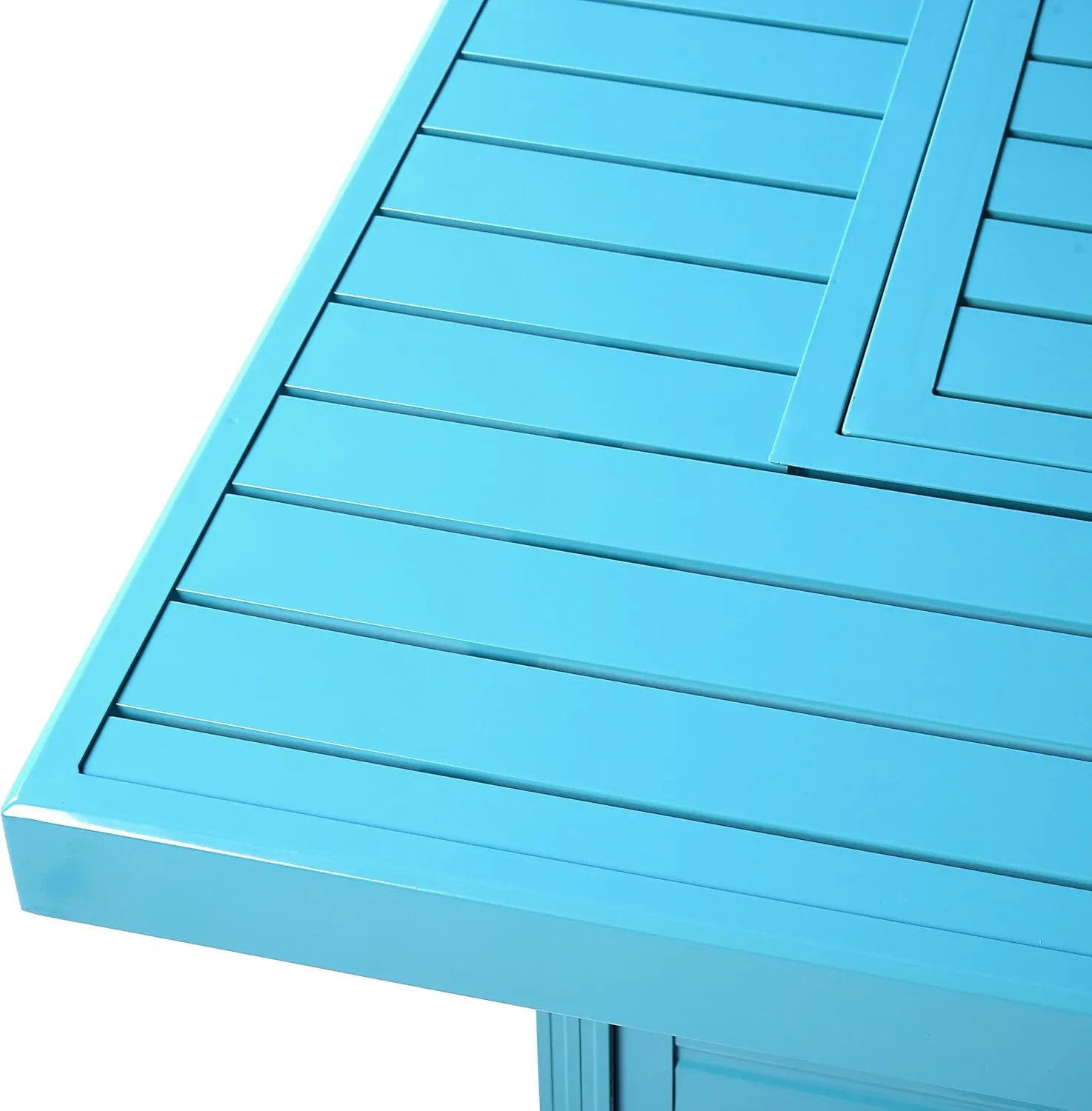 Oakland Living Berlin-FPT-Blue Rectangular 48 in. x 36 in. Aluminum Propane Pit, Glass Beads, Two Covers, Lid, 57,000 BTUs Finish Fire Table