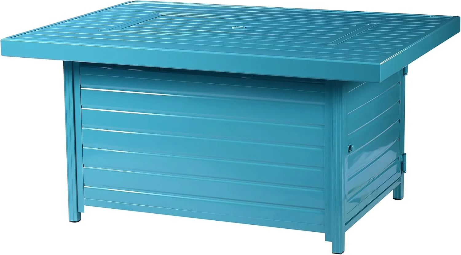 Oakland Living Berlin-FPT-Blue Rectangular 48 in. x 36 in. Aluminum Propane Pit, Glass Beads, Two Covers, Lid, 57,000 BTUs Finish Fire Table