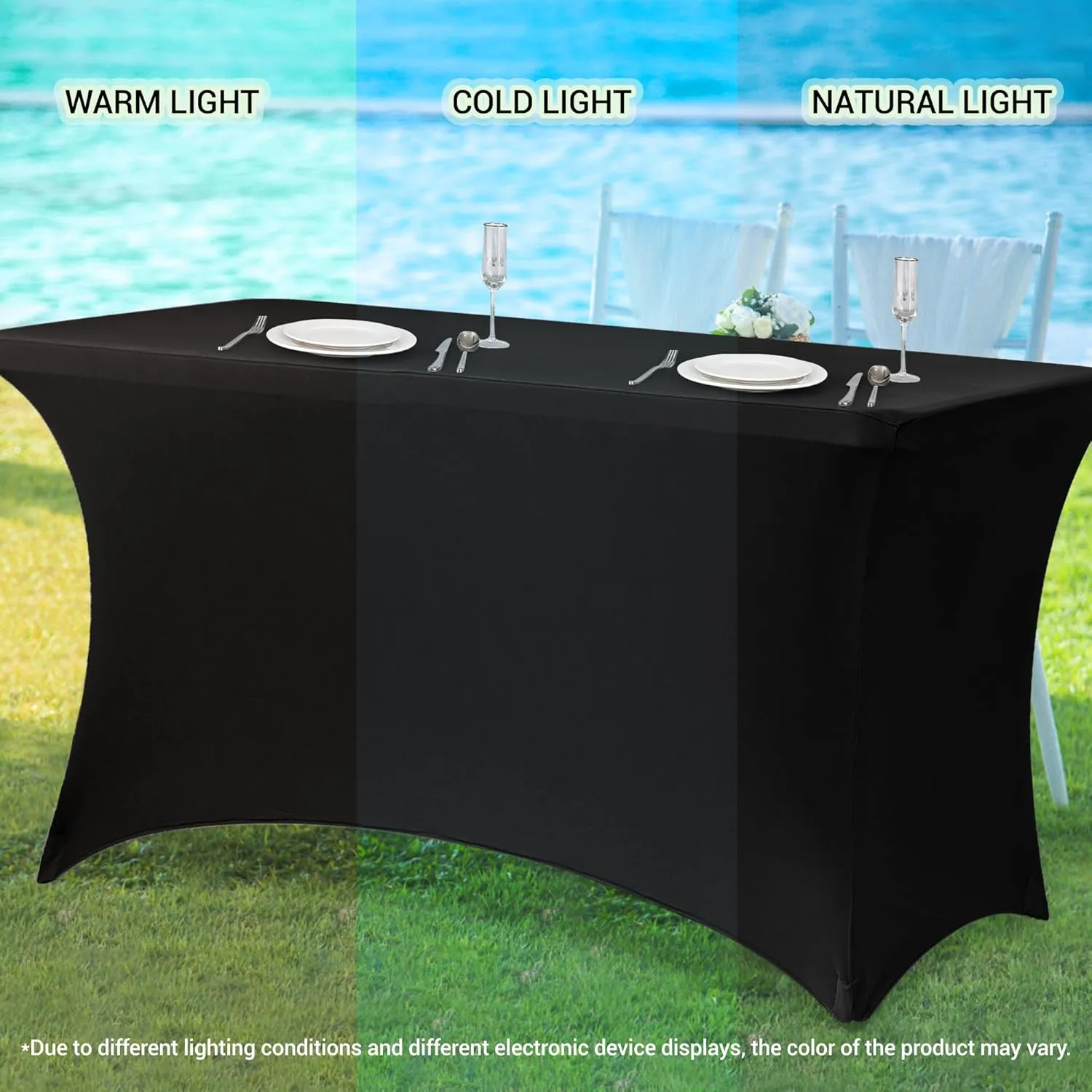 Obstal 6 Pack Stretch Spandex Table Covers for 8 Foot Tables - 8 FT Rectangular Fitted Tablecloth Protector for Wedding, Banquet, Party (Turquoise Blue, 96'' Length x 30'' Width x 30'' Height)