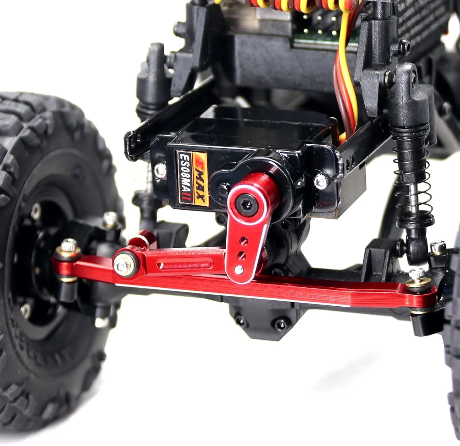 OGRC 12g Servo EMAX Servo RC Steering Servo with Servo Arm Steering Link and Brass Servo Mount for Axial SCX24 AX24 RC Car Upgrade Parts（Red）