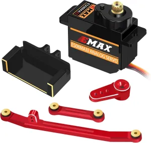 OGRC 12g Servo EMAX Servo RC Steering Servo with Servo Arm Steering Link and Brass Servo Mount for Axial SCX24 AX24 RC Car Upgrade Parts（Red）
