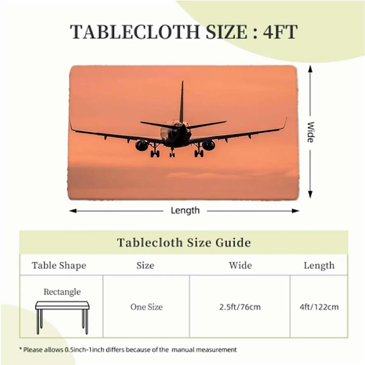 OOzie Multicolor Elastic Fitted Picnic Table Cover Jet Planes Aviation Plane Silhouette Soft-Touch Fitted Table Cloth, Waterproof Oil-Proof Table Cover Airplane Fits up 4 Foot Tables